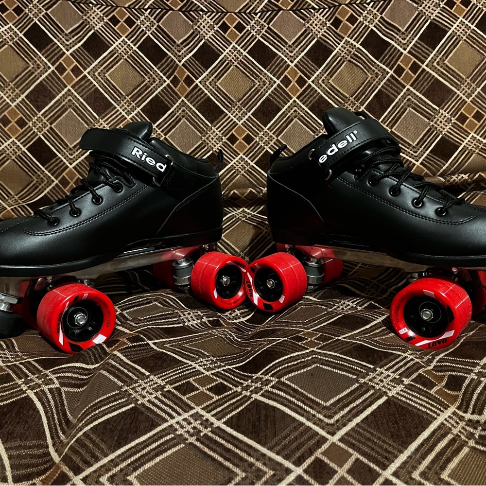 Riedell Black and Red Dart Roller Skates
